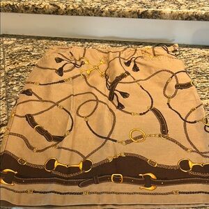 Talbots Elegant Tan Skirt with Gold Accents